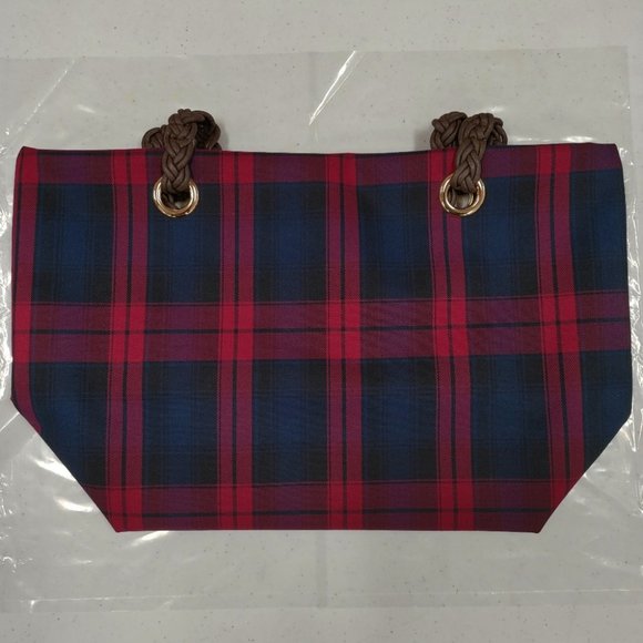 Waterproof Plaid Braided Woven Tote Shoulder Bag - Picture 10 of 13